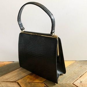VTG Saks Fifth Avenue Black Crocodile Leather Bag